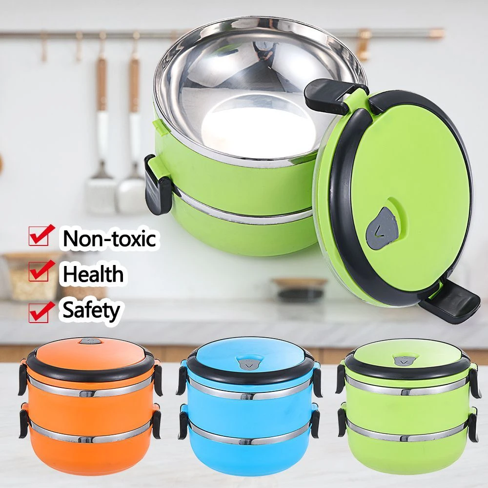 Stainless Steel Two Layer Lunch Box multicolour
